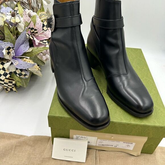 Men’s Gucci, leather ankle boots size 10 made in Italy - Picture 9 of 10